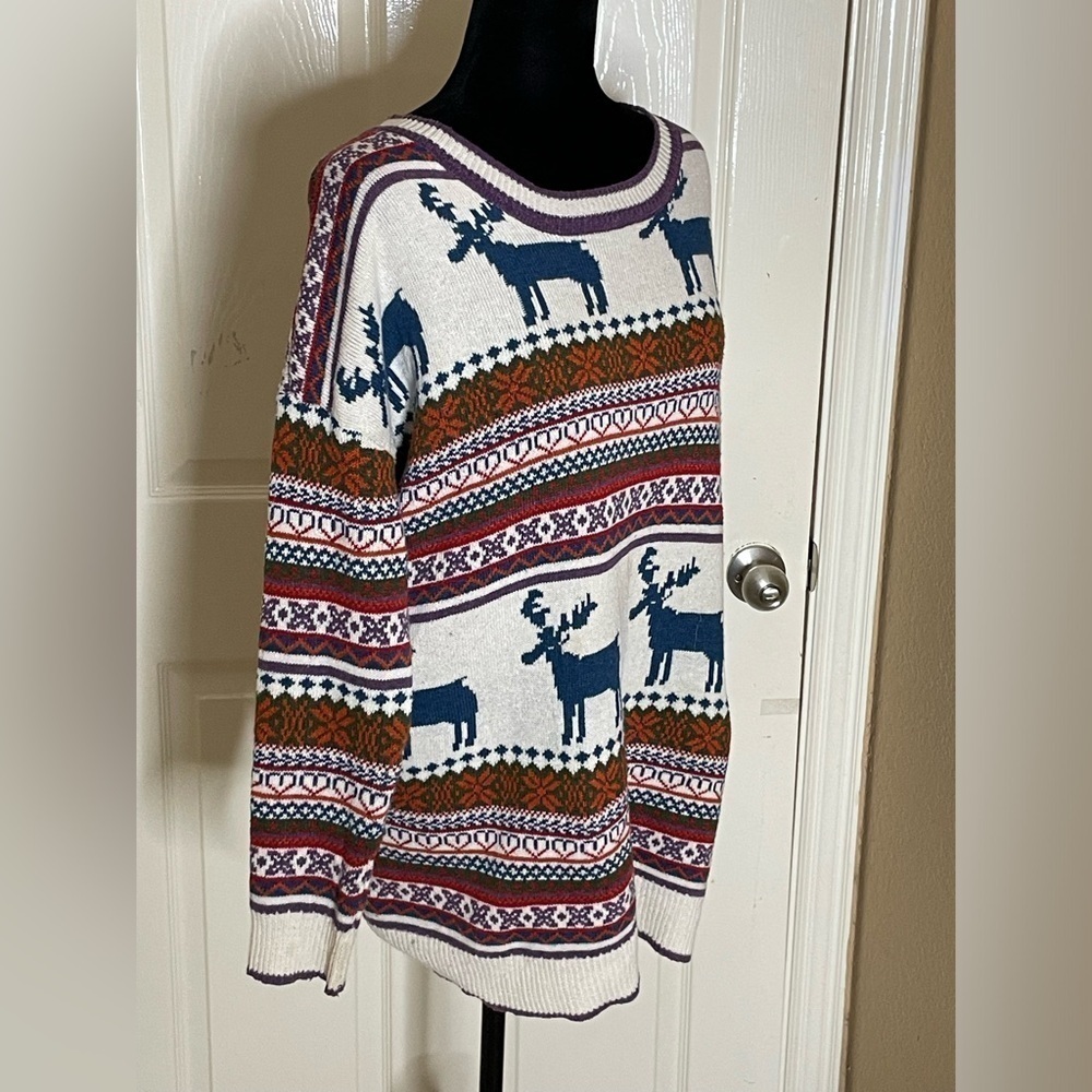 Vogue Of Eden Nordic Reindeer Moose Sweater Size L-XL Womens READ Fair Isle‌‌‌‍‍ - Picture 4 of 8